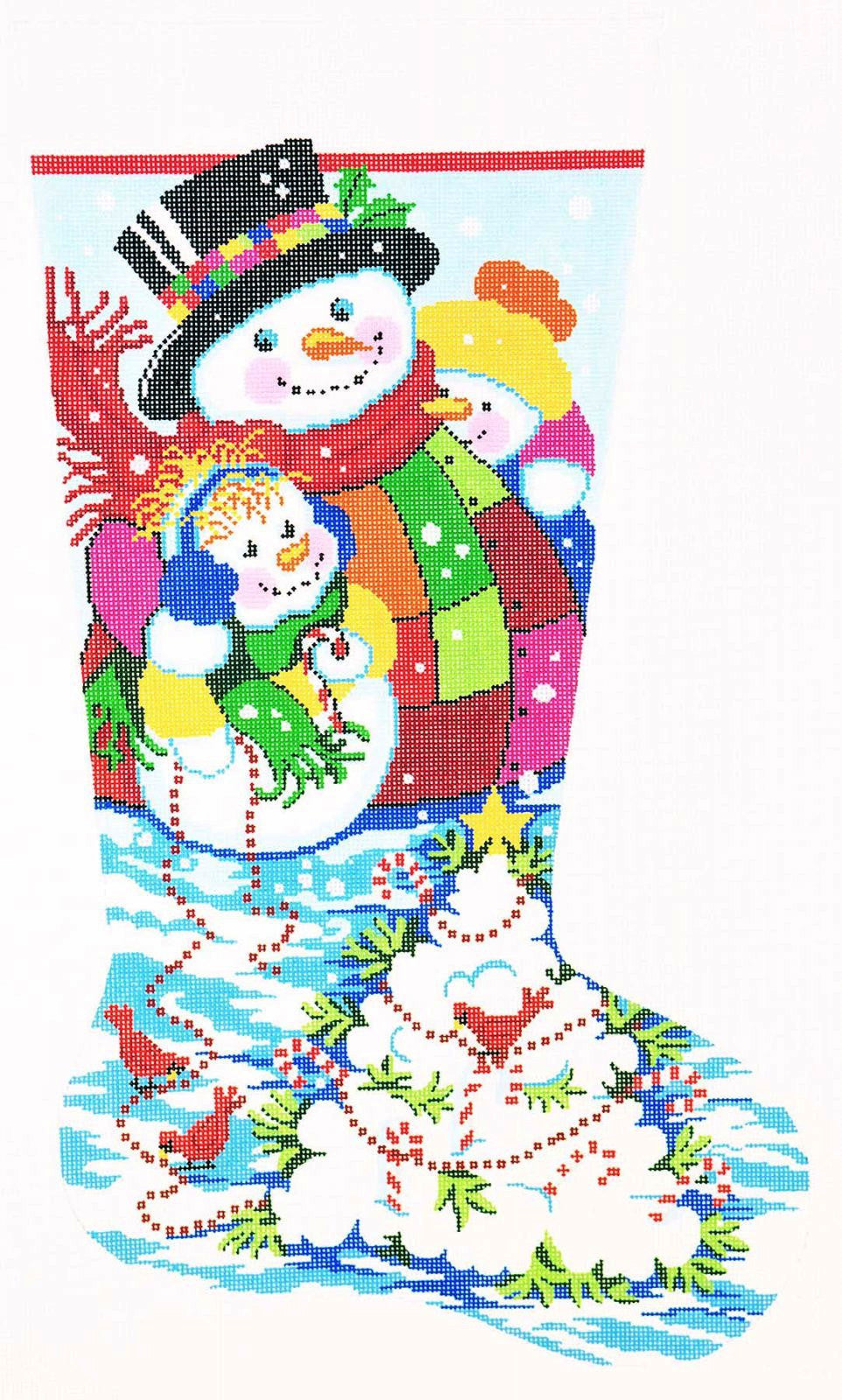 Stocking~ Full Size Snowball Tree handpainted Needlepoint Canvas